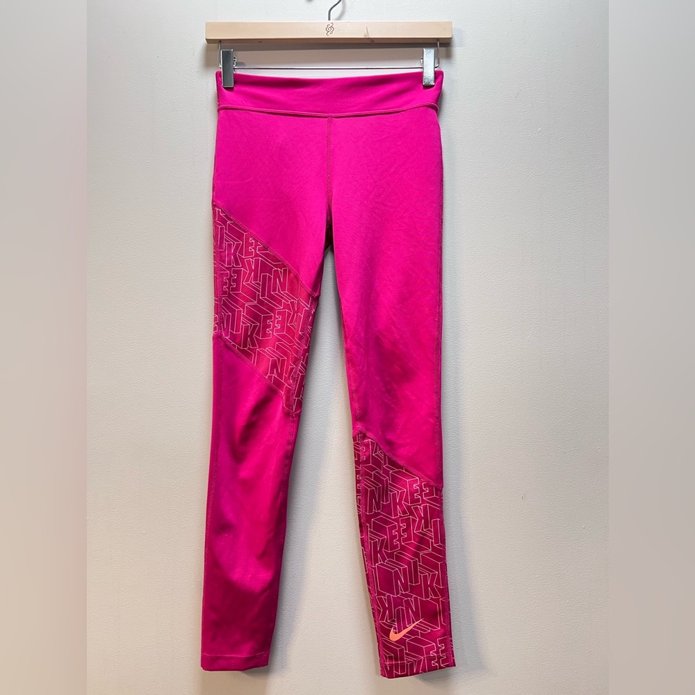 Girls Nike pink drifit leggings size large